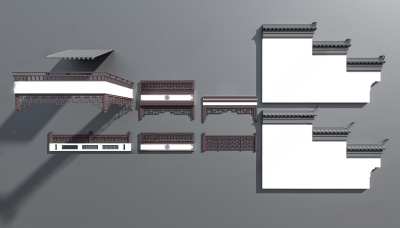 新中式栏杆3D模型下载